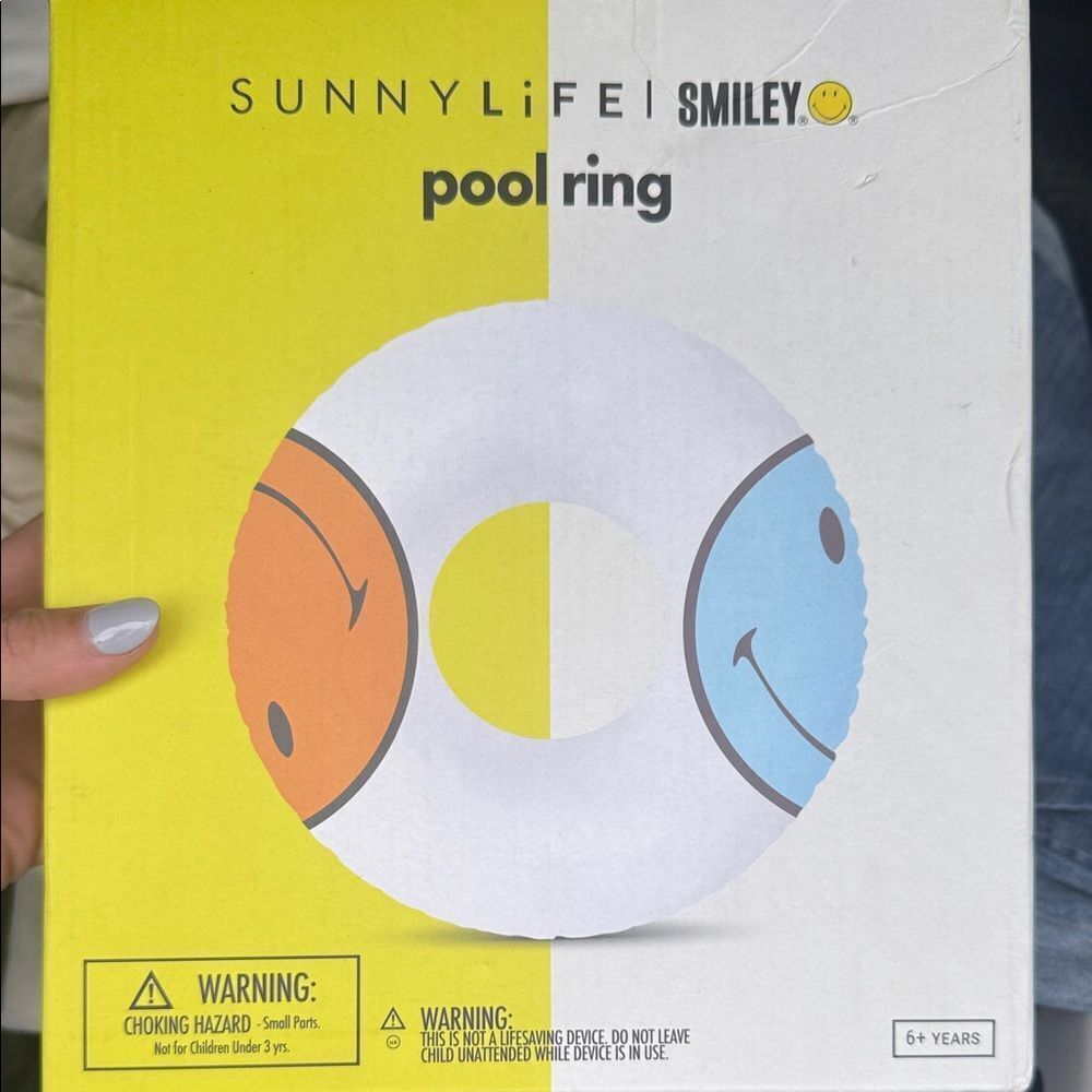 Sunnylife Smiley Pool Ring - Orange and Bkue Yellow Kids Pool Float - BRAND NEW